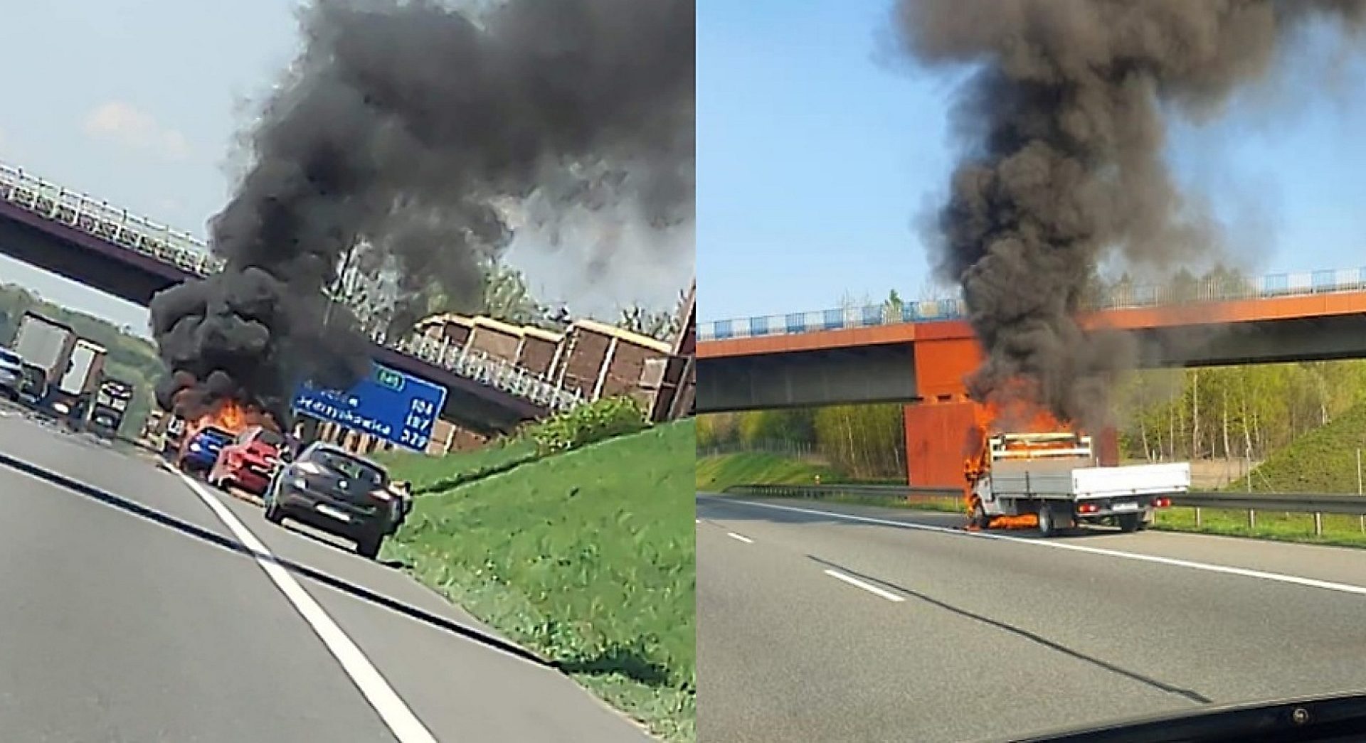 Autostrada A4 pożar samochodu Autostrada A4 pożar samochodu