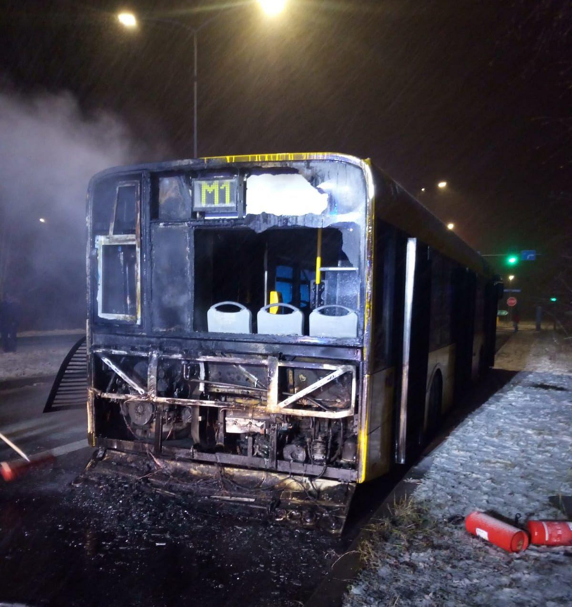 Spalony autobus M1 DTS Ruda Slaska Spalony autobus M1 DTS Ruda Slaska