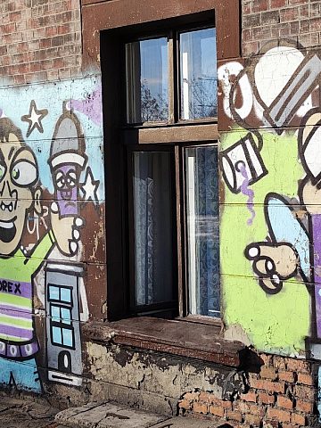 Elewacja kamienicy w Nowym Bytomiu - Drex szedł na Wirek Elewacja kamienicy w Nowym Bytomiu - Drex szedł na Wirek