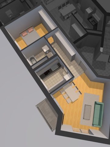 Wizualizacja TBS przy ul. Tomanka - rzut mieszkania Wizualizacja TBS przy ul. Tomanka - rzut mieszkania