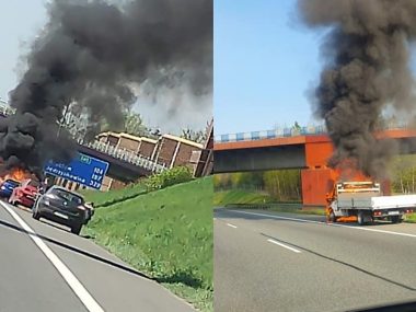 Autostrada A4 pożar samochodu Autostrada A4 pożar samochodu