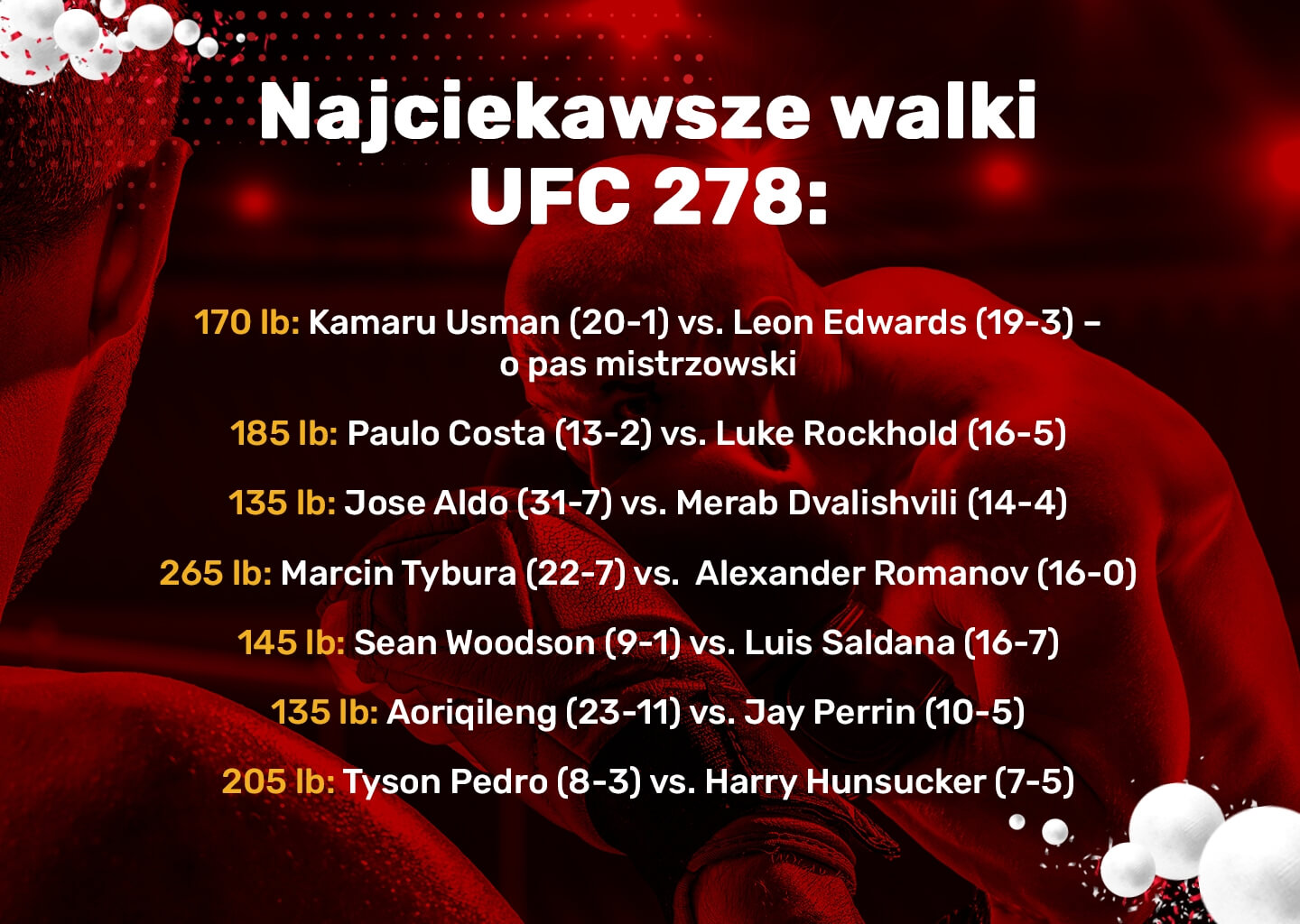 Najciekawsze Walki UFC278