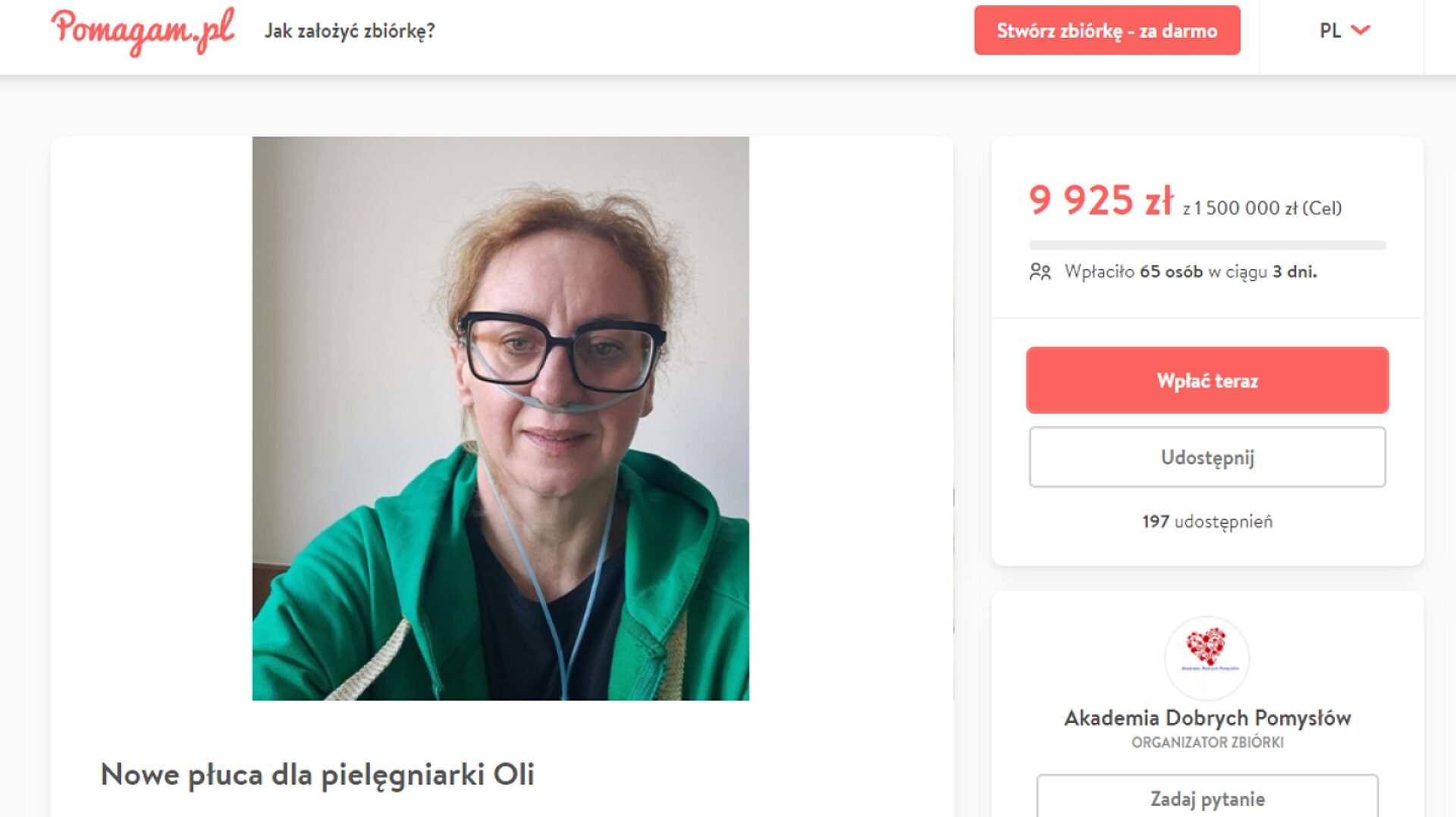 Zrzutka dla oli Zrzutka dla oli